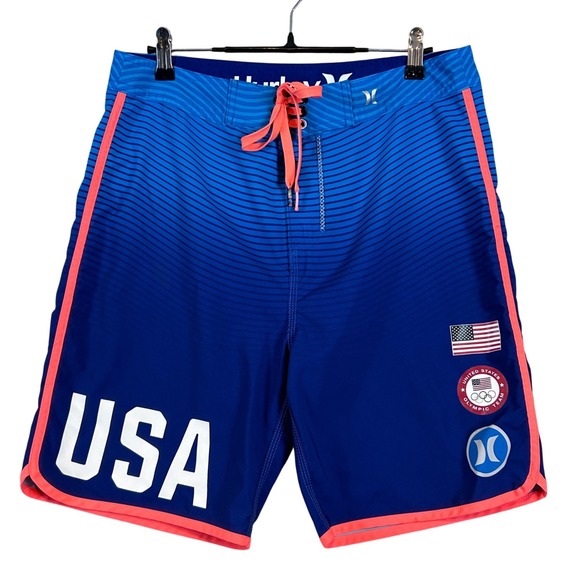 Hurley Other - Hurley Phantom USA Olympic Branding Team Board Shorts Mens 30 Blue Swim Trunks